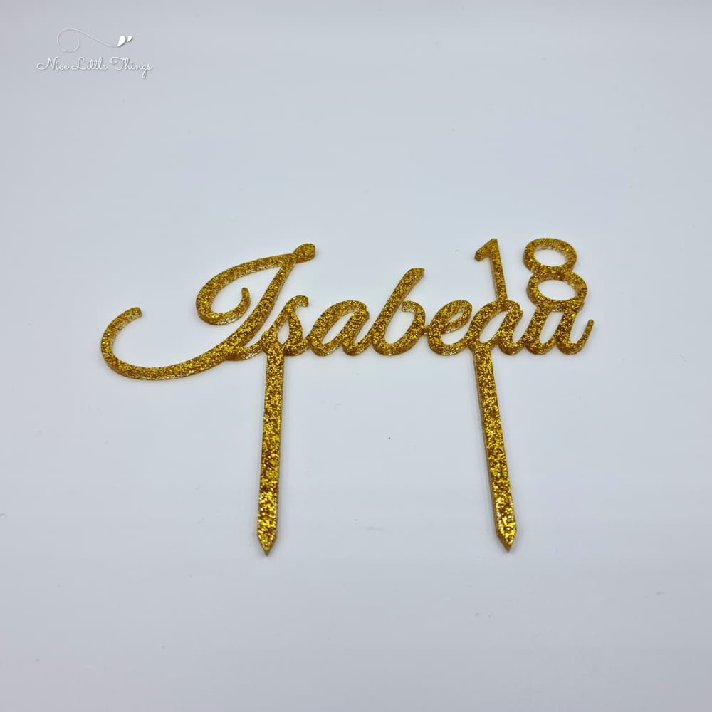 Décor de gâteau Nom pailleté