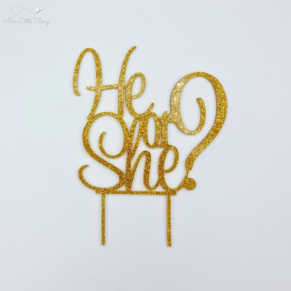 Dessus de gâteau Glitter He or She