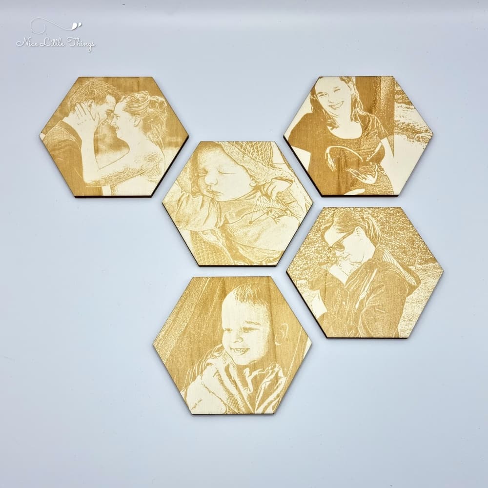 collage de photos hexagonales