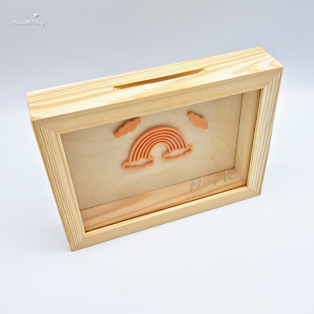 Tirelire avec nom - Arc-en-ciel