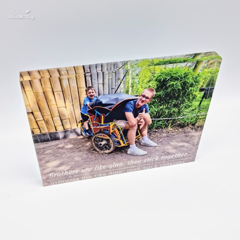 Photo sur bloc acrylique avec message personnel