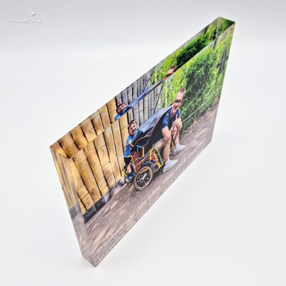 Bloc photo en acrylique avec message personnalisé