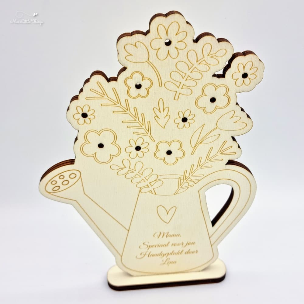 Présentoir personnalisé pour les fleurs cueillies à la main.