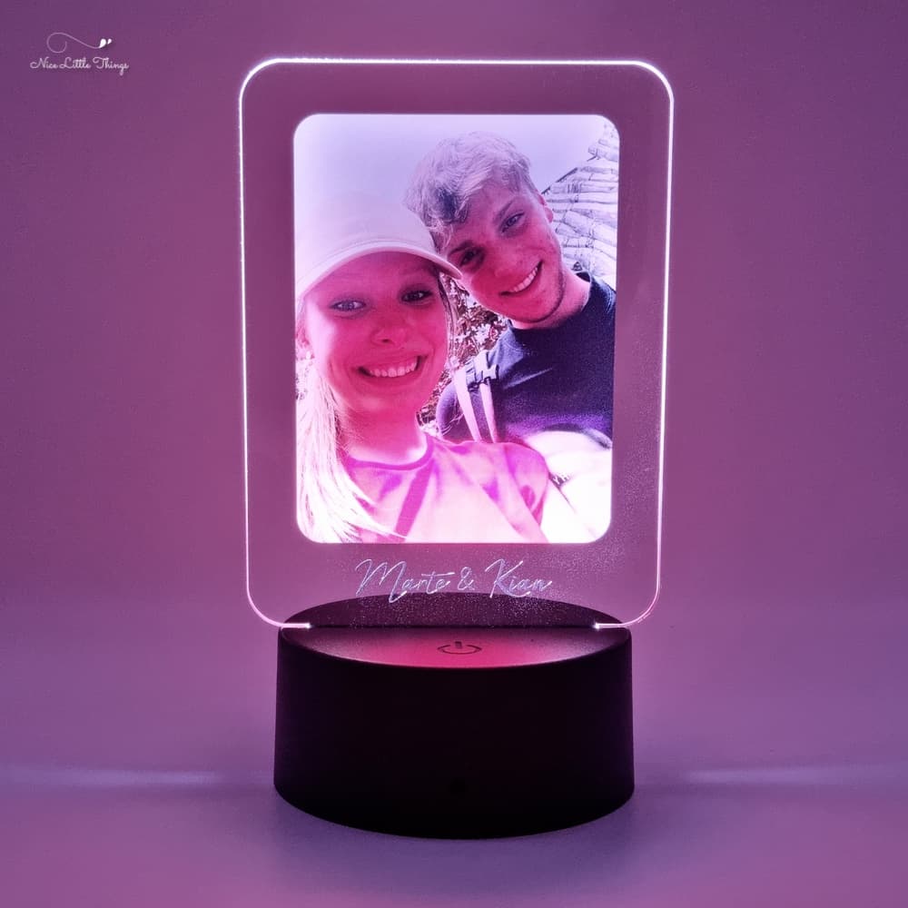 Lumière LED avec photo et texte
