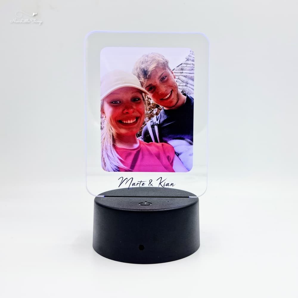 Lumière LED avec photo et texte