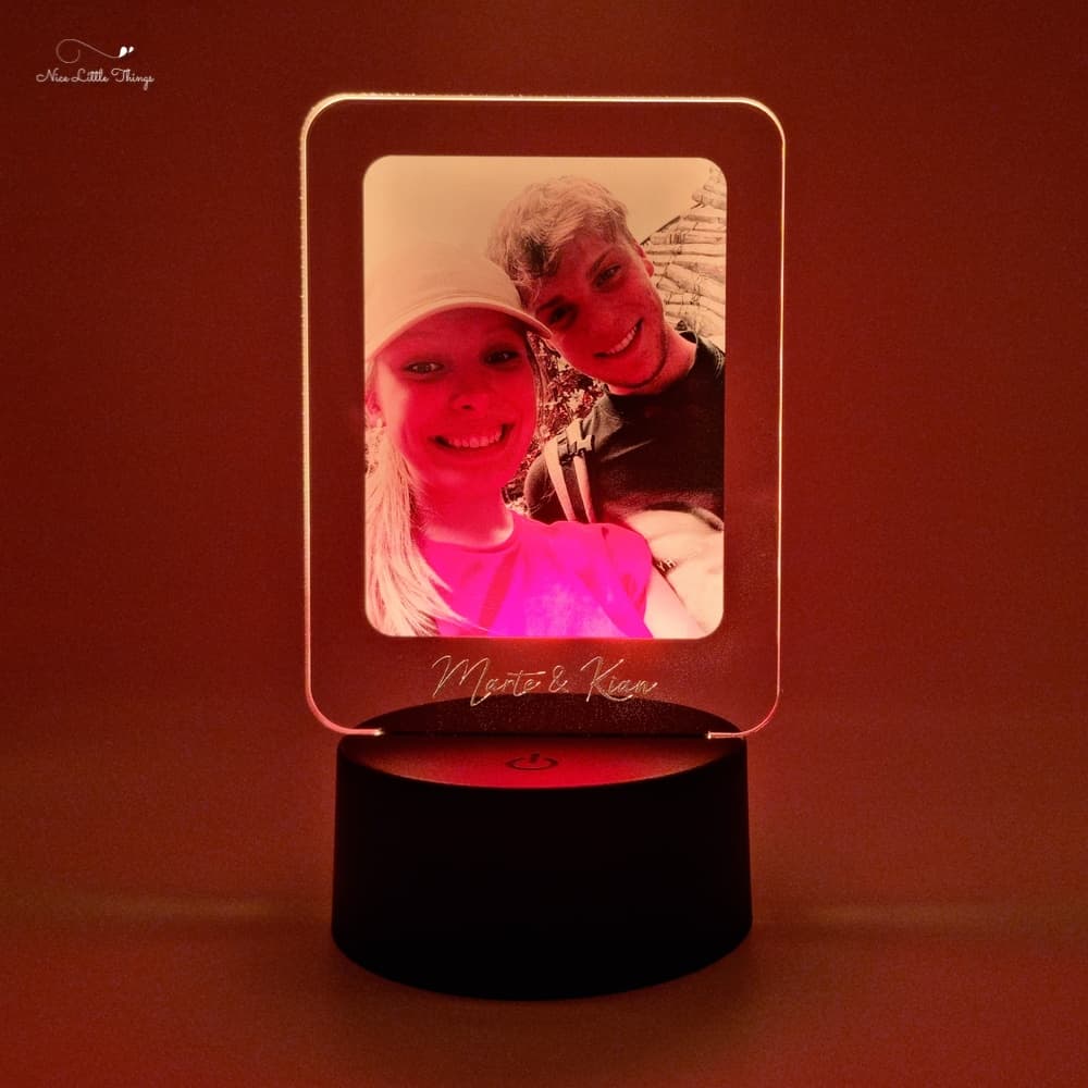 Lumière LED avec photo et texte