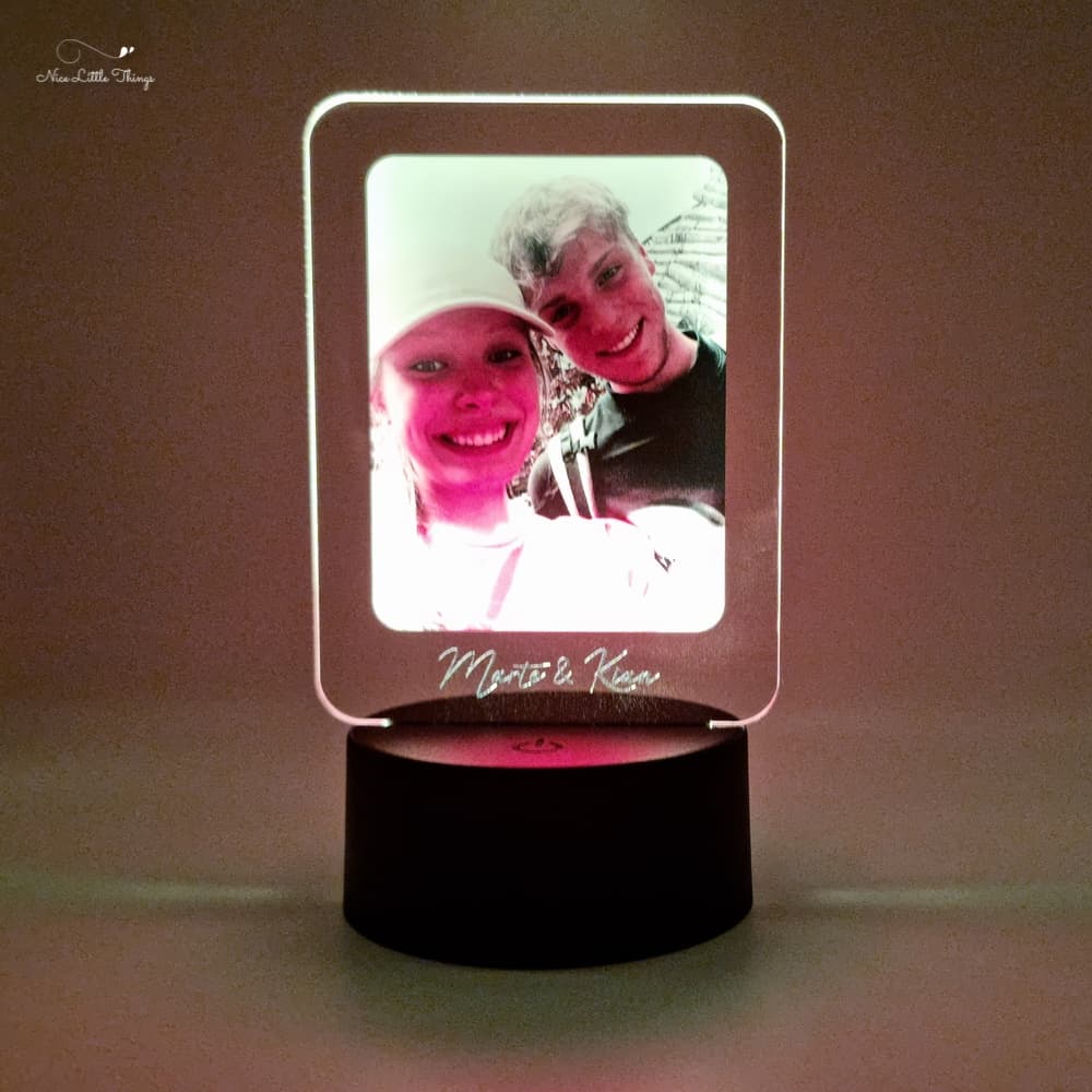 Lumière LED avec photo et texte
