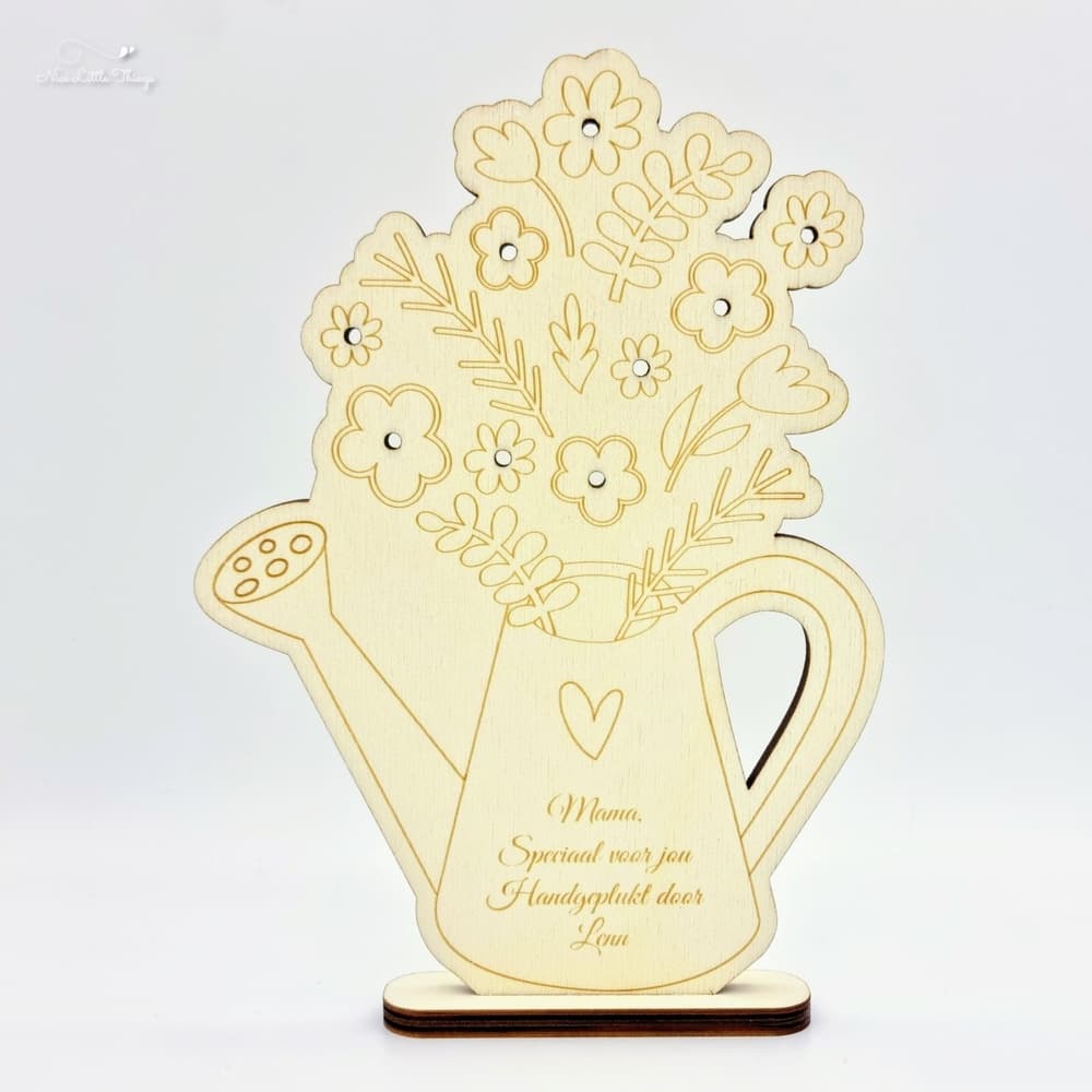 Présentoir personnalisé pour les fleurs cueillies à la main.