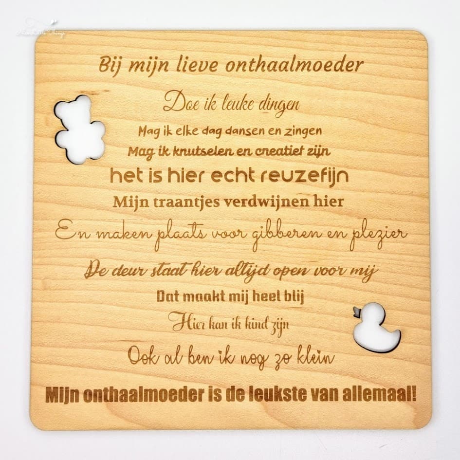 Bord Onthaalmoeder Quote